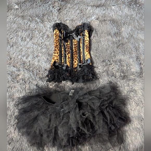 RARE Mystery House Leopard Corset Costume M/S EUC - Picture 2 of 11